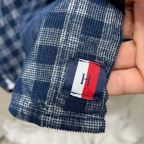 Tommy Hilfiger Button Down Shirt Mens Large Blue Gingham Regular Fit Long Sleeve - Picture 5 of 9